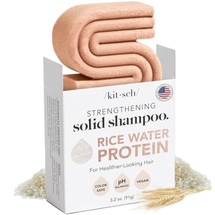 Rice Water Shampoo Bar – Dry Hair Shampoo & Soap Bar for Hair Care & Hair Growth – Women and Mens Shampoo – Strengthens Damaged Hair – Vegan, Paraben, Silicone & Sulfate-Free – 3.2 oz