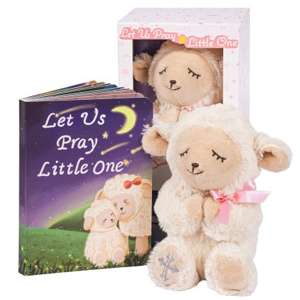 Gifts for Girl, Great Christening, Dedication and Baptism Gift Set for Girl and Newborn Baby, Includes 7" Praying Lamb Plush Toy and Let Us Pray Baby Book in Keepsake Gift Box