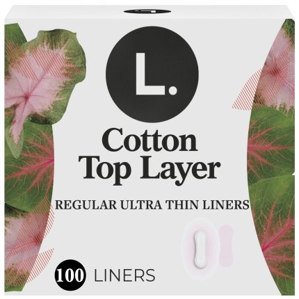 Ultra Thin Liners for Women, Regular Coverage, Organic Cotton Top Layer, Unscented Pantiliners, 100 Count